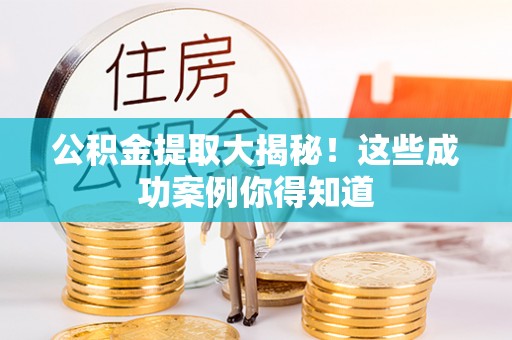 天峨公积金提取大揭秘！这些成功案例你得知道